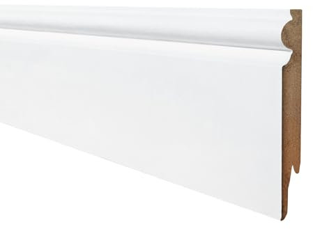 Onlywood Battiscopa bianco in Mdf EVE Spessore 14 mm x Altezza 75 mm - Zoccolino Battiscopa Modello Inglese Ducale - Asta da 2,4 m