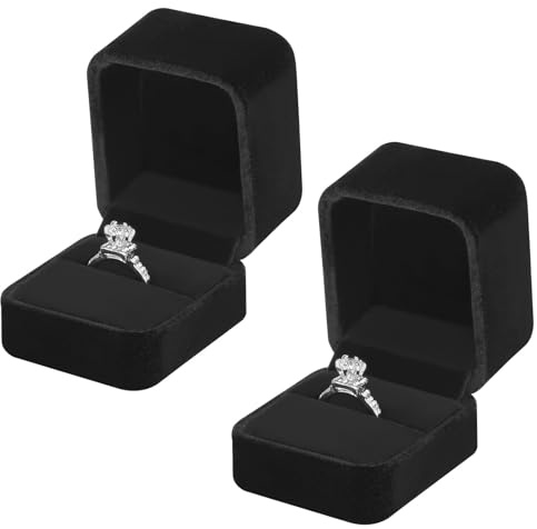 2 Pièces Boîte À Bagues en Velours, Boîte à Bagues Flanelle Carré, Boîte à Bagues de Fiançailles en Velours, Ecrin Bague, Boite Bague Fiancaille, Velours Boîte de Rangement Bijoux Pour Mariage