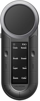 HUION Keydial Remote Bluetooth Programmable Keypad with Dual Dials 60 Customized Keys, OLED Display Macro Keypad Work with PC, Mac, Mobile, One-Hand Shortcut Keyboard for Drawing Tablet, Laptops
