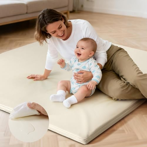 Favodormir Tappetino per bebè, impermeabile, 127 x 127 x 3 cm, in ecopelle, tappetino per bambini, in schiuma, antiscivolo, facile da pulire, tappetino per bambini