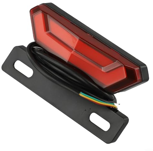Luz trasera para bicicleta eléctrica de 36-48 V, 1 paquete de lámpara trasera LED para conducción nocturna con conector de 4 pines, resistente al agua IPX4, función de luz de freno, ciclistas y