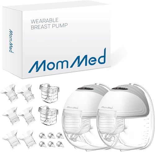 MOMMED Tiralatte Elettrico Doppio, Tiralatte Elettrico indossabile con 3 modalità e 12 potenze, 24 mm Tiralatte con design a prova di perdite, Ricaricabili, Include 17/19/21 mm inserti flangiati