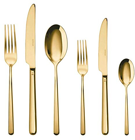 Sambonet Besteck-Set Linear PVD 36-teilig, Gold Besteckset (Gold)