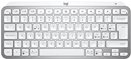 Logitech MX Keys Mini Tastiera Illuminata Wireless, Minimal, Compatta, Bluetooth, Retroilluminata, USB-C, Compatibile con Apple macOS, iOS, Windows, Linux, Android, in Metallo - Grigio chiaro