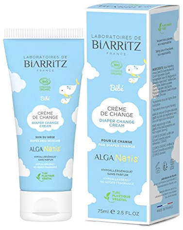 Laboratoires de Biarritz - Crème de Change Pour Bébé - Certifiée Bio - Apaise et Protège la Peau, Prévient les Irritations - Adaptée aux Fesses de Bébé - 75 ml - Fabriquée en France