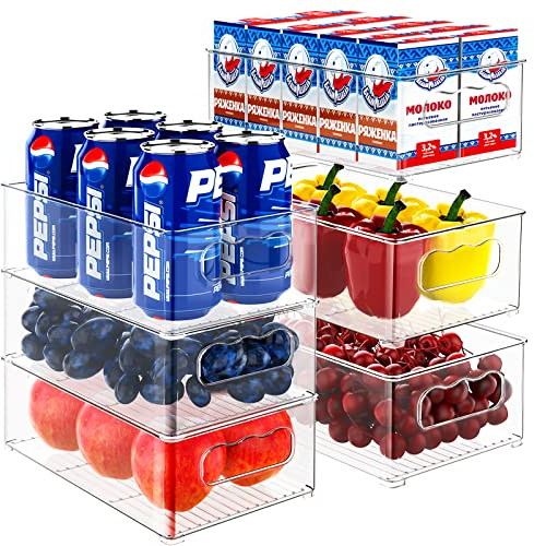 changshengda Lot de 6 organiseurs de réfrigérateur (3 moyens, 3 grands) - Organisateurs de réfrigérateur pour garde-manger, congélateur, armoire, tiroir, bureau - Sans BPA