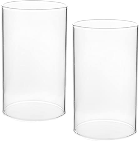 YARNOW Stumpenkerzenhalter 2 Offene Kerzenhalter Kerzenhalter Klarem Für Wohnkultur – Bodenloser 15 X 9 cm Kegelkerzenkamin Transparente Glaskuppel Kerzenglas Weiss Kaminkerzenhalter