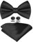 URAQT Herren 3-teilige Klassische Einfarbig Fliegen mit Einstecktuch Manschettenknöpfe für Männer, Smoking Fliege Schleife mit Haken, Schmale Bow Tie für Hochzeit Party (Schwarz)