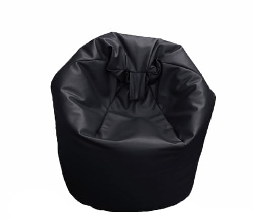 FAUX LEATHER Bean Bag Beanbag Gaming Chair Seat Lazy Lounger Couch (Black, XL (80 x 80 x 110 cm))