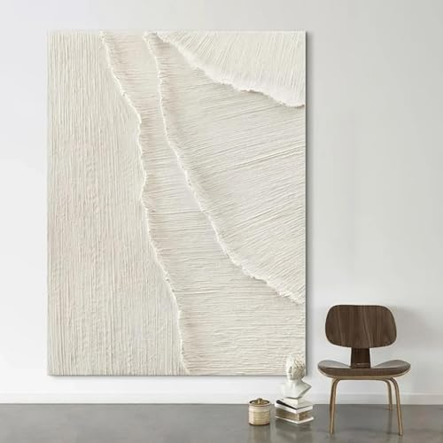 Große nordische weiße abstrakte Wand, beige Gemälde, modernes Wohnzimmer, Kunst, Wohnzimmer, Schlafzimmer, Dekoration, 24 x 41,5 Zoll (60 x 105 cm) x 1 ohne Rahmen