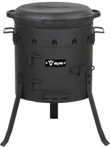 BBQ-Toro Kazan de 12,1 L con Tapa + Kazan Estufa Ø 35 cm | Olla de Hierro Fundido para Estofados | Estufa de Camping Utschag | Cocina Exterior, Horno de Gulash | Horno de Fuego, Caldera, Chimenea