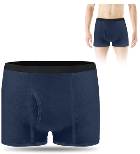 AOOWU Herren-Inkontinenzhose, Baumwolle, waschbar, Inkontinenz-Boxershorts mit saugfähigen Pads, 300 ml Harnkapazität, Herren-Inkontinenz-Schutzhöschen gegen Tropfen und Sabbern
