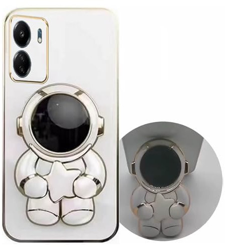 Nadoli pour Xiaomi Redmi 13C 4G Étoile Astronaute Invisible Béquille Coque,Ultra Mince Placage Astronaute Pliant Supporter Antichocs Silicone Flexible Coque Housse Étui de Potection