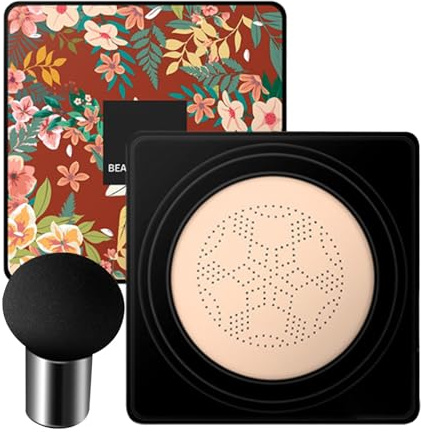 Crema Cc Con Cojín De Aire Con Cabeza De Hongo - Crema BB Hidratante De Cobertura Completa | Corrector De Base De Maquillaje De Larga Duración | Base De Maquillaje Con Colchón De Aire Y Cepillo Con Ca