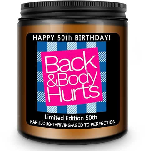 Homsolver 50th Birthday Gift for Her Him, Happy 50th Birthday Candles Gifts for Women Men, Funny 50 Years Old Decorations Ideas- Lavender Scented Candle
