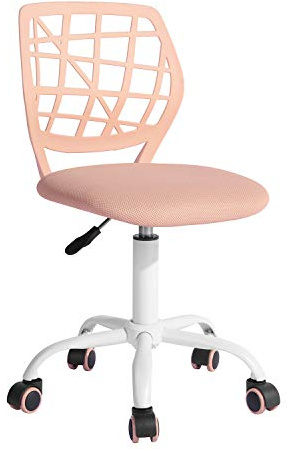 FurnitureR Silla de Escritorio, Moderno diseño Ajustable, para Ordenador, giratoria, sin reposabrazos, para habitación de los niños, Trabajo en casa, Oficina, Rosa melocotón