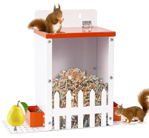Ekorrmatare för utomhusbruk, Sciurine-typ metallmatare för picknickbord, utomhus hängande matskål, trädhus låda, majsstång för ekorrar mini (orange)
