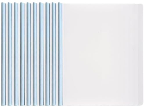 10 Dossiers A4 transparents à reliure coulissante, Chemises à rabat pour documents scolaire/bureau/maison, Lot de 10 pochettes plastique pour rapports/courriers (Dossiers-D)