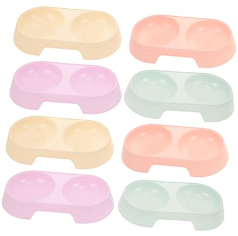 Toyvian 8 Pièces Set de Gamelles Doubles Antidérapantes pour Chat Couleurs Pastel Bol Eau et Nourriture Sécurisé Résistant Aux Renversements Facile à Remplir Adapté Aux Chats et Chiots
