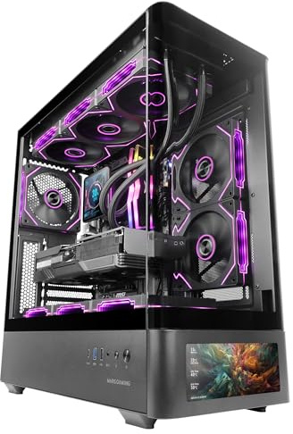 Mars Gaming MC-LCDPRO Boîtier Gaming ATX Écran LCD IPS 7.2 Personnalisable Verre Trempé Courbé Avant et Latéral Structure à Double Chambre Support Watercooling Jusqu’à 360mm Noir