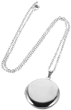 Warmhm Collana Foto in Acciaio Inossidabile Donna, Medaglione Portafoto Rotondo Moderno Design Elegante e 3 Pezzi, per Anniversari e Compleanni