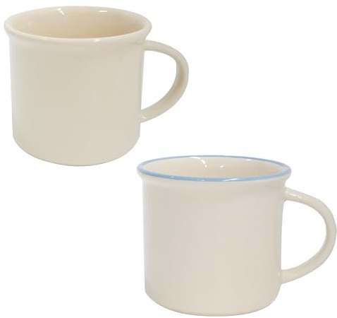 YunBey Set de 2 Tazas de Cerámica Crema, Tazas de Café Tés Retro con Mango, Uso Diario en Casa & Tazas Especializadas para Café