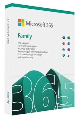 Microsoft 365 Family Medialess 1 Jahr Abonnement 6 Benutzer – Einzelhandelsverpackung Fy25h2
