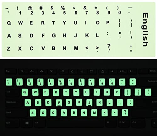 [] set universale tastiera inglese adesivi, sfondo nero con lettere bianche tastiera sticker per computer portatile notebook desktop tastiere English-Glow