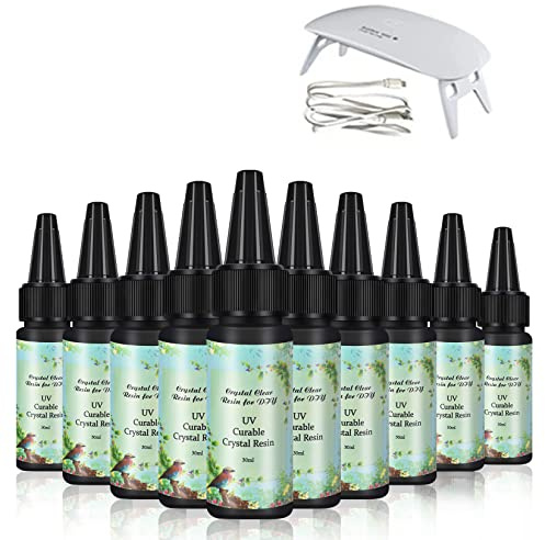 10 Pièces 30ML Cristal Époxy Résine UV Curable Colle Claire + UV Led Lampe Pour DIY Accueil Professionnel Artisanat Bijoux Boucles D'oreilles Collier Bracelet Nail Art Accessoires