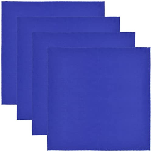 Wisdompro Extra Large 4-Pack Microfiber Cleaning Cloth For Laptop, LCD TV, Computer Screen, Monitor, Tablet, Camera Lens, Glass, Lenses, Phone, iPhone, iPad, other Delicate Surface - Blue (16x16 Inch)