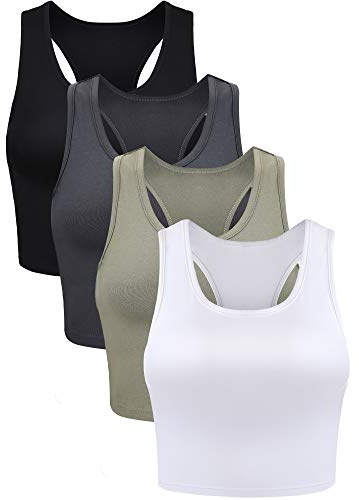 Boao Basic Linne, ärmlöst linne med brottarrygg för kvinnor, 4-pack, S