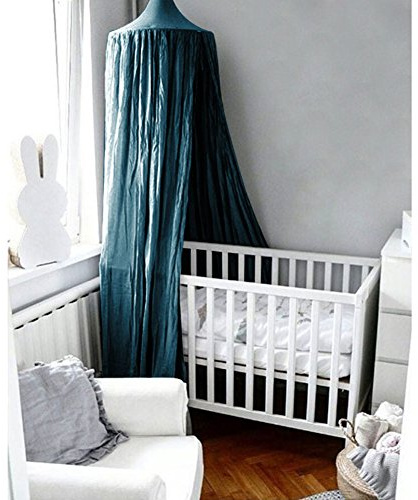 DEWIN Toldo de Cama Colgante de cúpula Redonda, Cortina de mosquitera para Camas, Accesorio de decoración para el hogar para bebés y niños(Verde Oscuro)