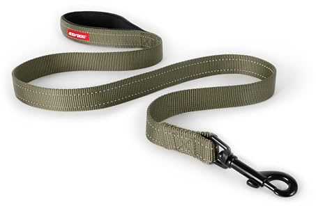 EzyDog Essential Soft Webbing Lead with Neoprene Handle, Reflective, Tough Nylon, Carbon Snap Clip (120cm, Khaki)