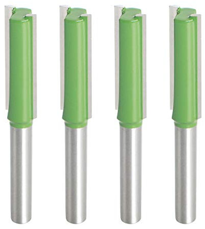 Aopin Router Bit 10mm Cutting Dia 6mm Shank Dia Double Flute Straight Bit Carbide for Woodworking Milling Cutter Tool, Green, Silver, 4Pcs