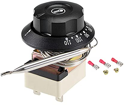 sourcing map 1NO 1NC 250V 16A 30-110C Temperatur Kontrollschalter Kapillarthermostat für Backofen Kühlschrank Heizung 2m mit 2 Schrauben &3 Crimpklemmen