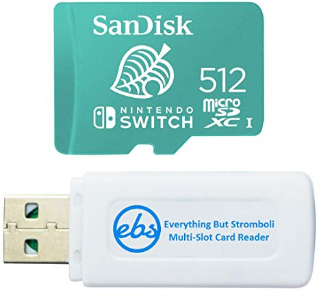 SanDisk Nintendo Switch 512GB MicroSDXC Card Works with Nintendo Switch OLED Model (SDSQXAO-512G-GNCZN) U3, Class 10, 4K UHD, UHS-I Bundle with (1) Everything But Stromboli MicroSDXC & SD Card Reader