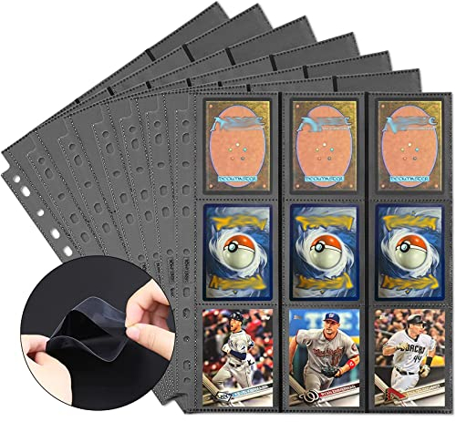 WAIZHIUA Sammelkarten Album 29,2 x 22,5 cm 630 Pockets Sammelalbum Wasserdichter Hohes Volumen Schwarz (35 Blätter /18 Fächer auf Beiden Seiten)