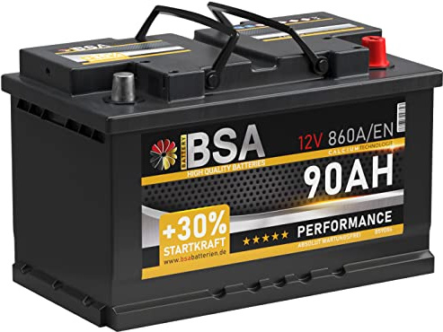BSA Autobatterie 90Ah 12V 860A/EN +30% Startleistung Batterie ersetzt 80Ah 85Ah 88Ah