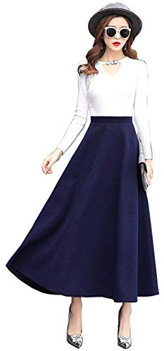 Jupe Longue Femme Hiver Laine Taille Haute Vintage Carreaux avec Poches | 20 couleurs jupe hiver femme avec poches, doublure douce, taille élastique et zip. Parfaite pour un look décontracté.