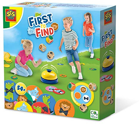SES Creative 02234 - First to Find - Cherche Sonne et collectionne Les Cartes, se Joue Partout, Sac de Rangement Pratique pour Toutes Les pièces, stimule Le Jeu à Plusieurs