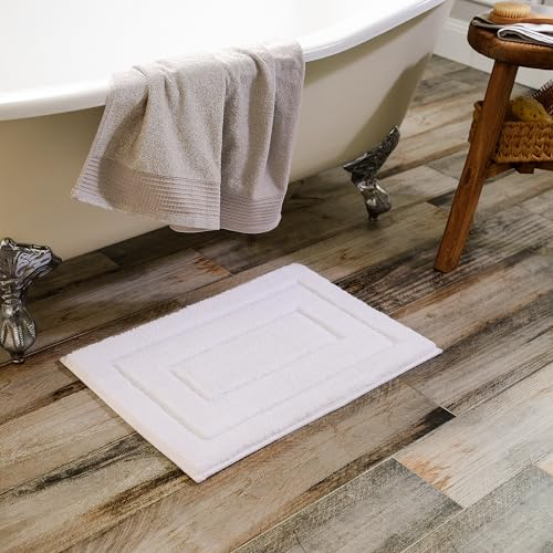 GRANNY SAYS Bathroom Mat 40 x 60 cm, White Bath Rug, Non-Slip Bath Mat, Extra Soft Bathroom Matt Water Absorbent, Microfiber Fluffy Thick Bath Mats and Rugs, Machine Washable Bathroom Rug for Floor