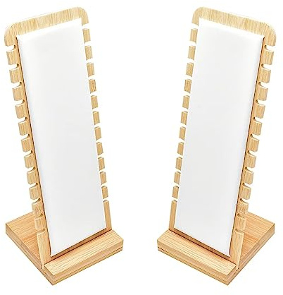 Golden Strawberry 2 Pack Bamboo Panel Jewelry Necklace Tabletop Display Boards Stand (White)