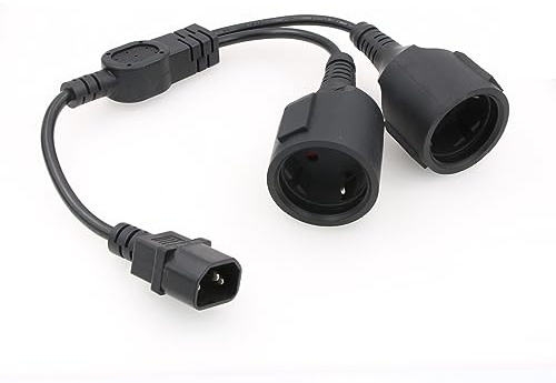 DRRI IEC320 C14 to 2X CEE 7/7 European Female Schuko Socket Y Split AC Power Cord for UPS/PDU /3D Printers