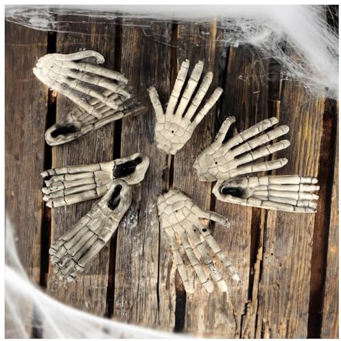 com-four® 8-teiliges Knochenset, Halloween Deko, Hände und Füße