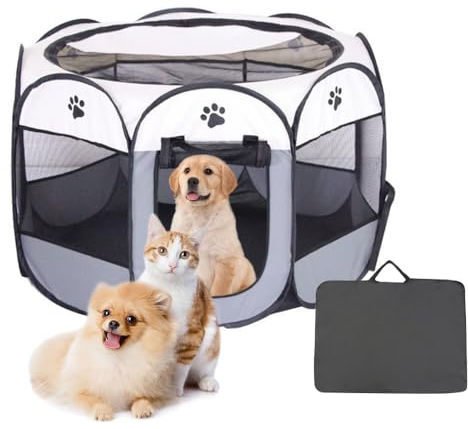 Fivtsme Welpenlaufstall,Hundehütte,Welpenstall,Tierlaufstall Faltbar für Kleintiere Hunde,Mobiler Hundezaun,74*74*43cm,Welpenauslauf Faltbar,Hundelaufstall,Wasserdichter Laufstall Welpen,Katzenhaus