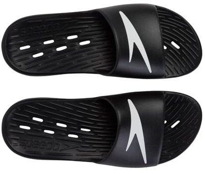 Speedo Men's Slides | Pool Sliders | Quick Dry Sandals, Pantone Black, 11