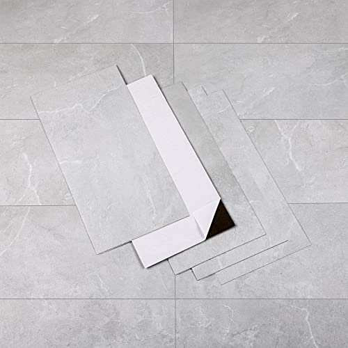 PVC Bodenbelag Selbstklebend - Vinylboden Selbstklebend, Extra Abriebfest, Wasserdicht Grau Marmor-Effekt für Küche, Badezimmer, Schlafzimmer 30x15cm 40 Stück