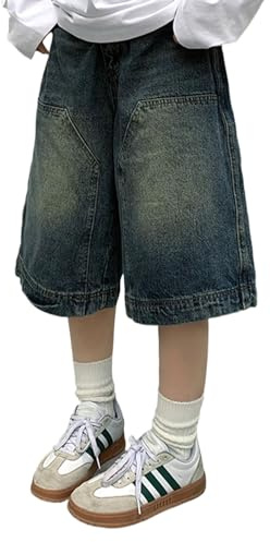 Miaoyak Y2K pantaloncini in jeans vintage baggy da donna pantaloni capri a gamba larga lavati pantaloni a cannone in denim casual pantaloncini da uomo oversize jorty