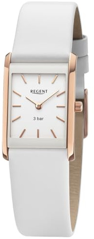 REGENT Reloj de mujer EDITION BLANCO BA-846, blanco/rosa, con correa de cuero