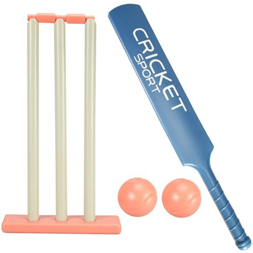 Cricket Bat Kids Cricket -Set, Cricket -Kit mit ABS Cricketschläger, Cricket -Stümpfen, 2 Balls Eltern -Kind -Interaktionsspiel für Garden Beach Home Cricket -Ausrüstung für Kinder im Alter